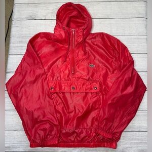 Izod Lacoste Vintage Jacket Adult Large Red‎ Pullover Windbreaker Rain Coat Mens